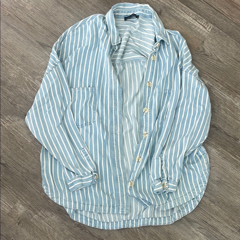 Blu Pepper Blue Striped Jean Jacket
